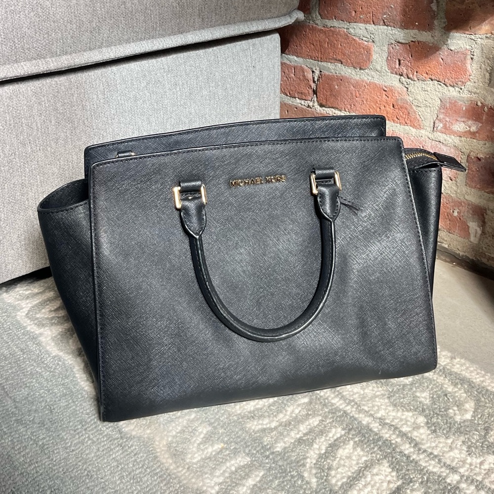 Michael Kors Medium Black Tote with Gold Hardware
